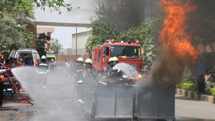 محافظ المنوفية ووفد الوزراء يشهدان التدريب الميدانى لمواجهة مخاطر الحريق