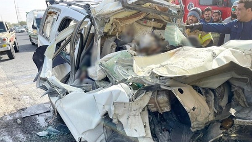 حادث تصادم سيارة كانت تقل مصريين في االكويت