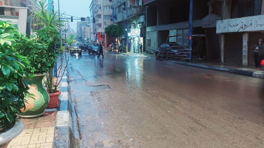 جانب من سقوط الأمطار في محافظة الإسماعيلية