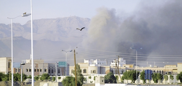 قوات التحالف قصفت أحد مخازن الأسلحة التابعة للحوثيين فى صنعاء أمس «أ. ف. ب»