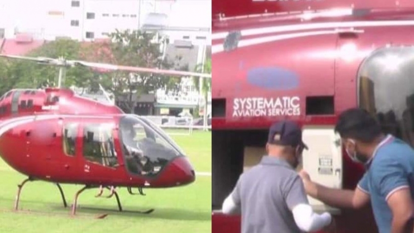 الطائرة الهليكوبتر تقوم بتوصيل وجبات الأرز في ماليزيا