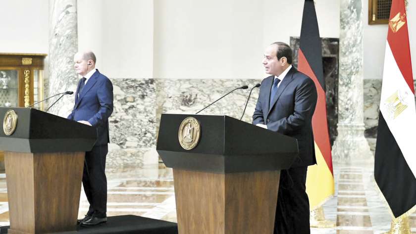 الرئيس عبد الفتاح السيسي خلال كلمته في مؤتمر صحفي مشترك مع المستشار الألماني