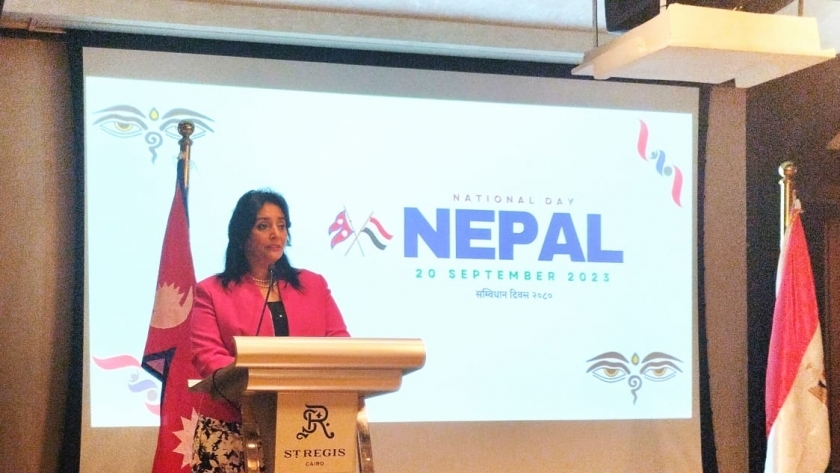 نائب وزير السياحة والآثار لشئون السياحة خلال مشاركتها في الاحتفال بالعيد القومى لدولة نيبال