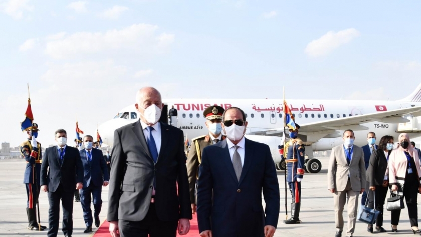 الرئيس عبدالفتاح السيسي خلال استقباله الرئيس التونسي