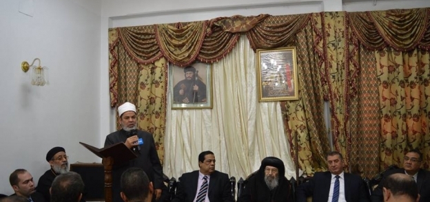 الدكتور محمد السروى رئيس منطقة كفر الشيخ الازهرية خلال كلمته بالكنيسة