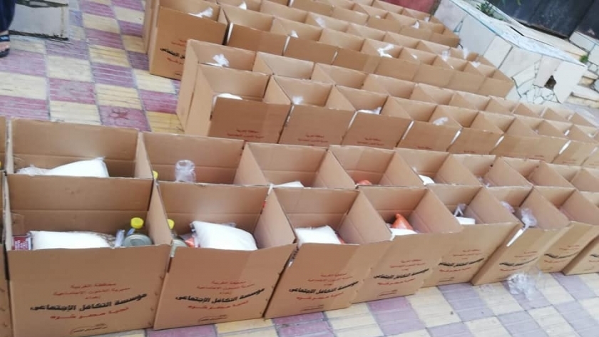 " تضامن الغربية" توفر 900 كرتونة مواد غذائية و600 كيلو لحوم لقريتي كفر الشيخ سليم والمنشاوي