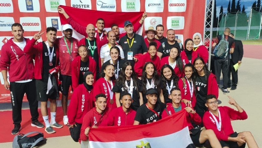 فرحة منتخب شباب ألعاب القوى بانجازات البطولة العربية