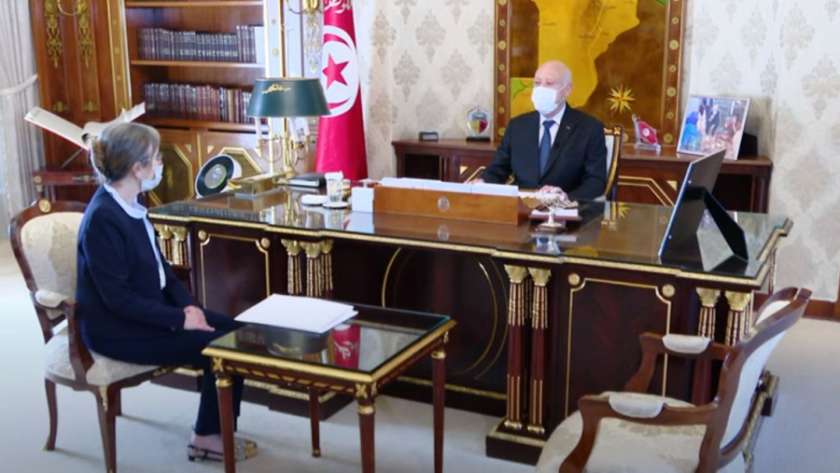 «سعيد» خلال اجتماعه مع رئيسة الوزراء المكلفة «نجلاء بودن»