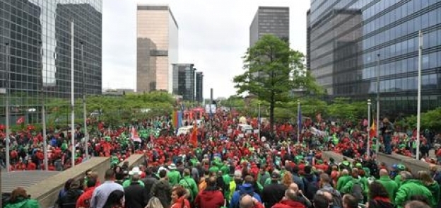 بالصور| احتجاجات ضخمة ضد السياسات الاقتصادية والاجتماعية في بروكسل