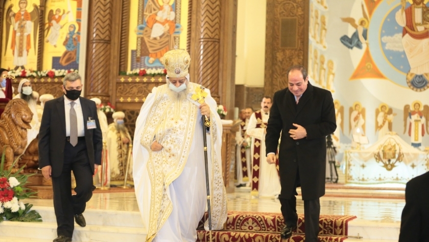 الرئيس السيسي في كاتدرائية ميلاد المسيح بالعاصمة الإدارية الجديدة