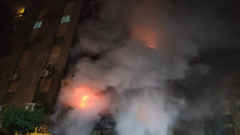 حريق عمارة رامو بمدينة نصر