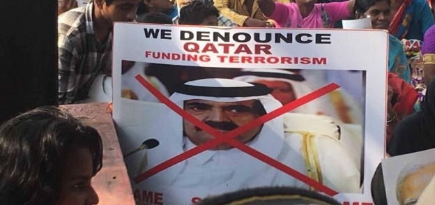 صورة من مظاهرات في الهند ضد الإرهاب القطري