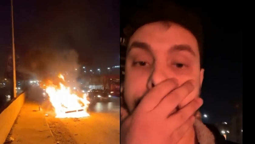 النيران تلتهم سيارة أحمد حسن