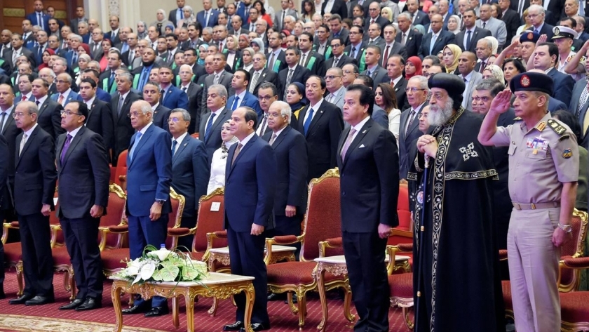 الرئيس السيسى خلال احتفالية عيد العلم