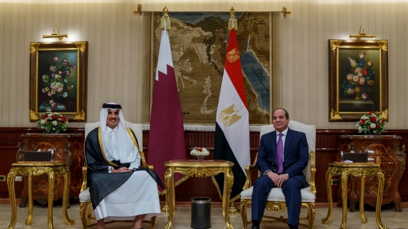 الرئيس عبدالفتاح السيسي يستقبل أمير قطر