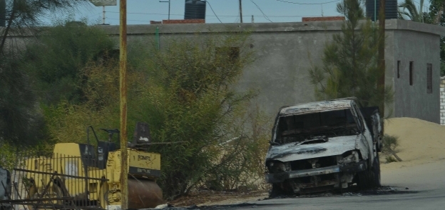 التكفيريون حرقوا سيارات الأهالى بعد تنفيذ العملية الإرهابية
