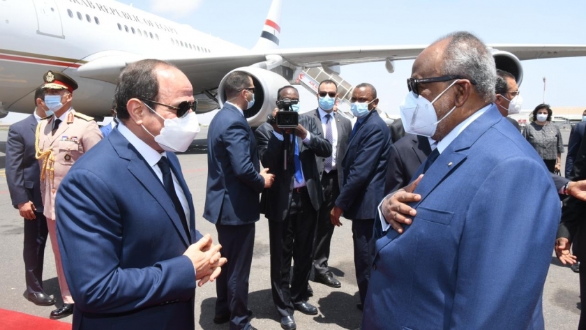 الرئيس عبدالفتاح السيسي خلال زيارته لرئيس جيبوتي