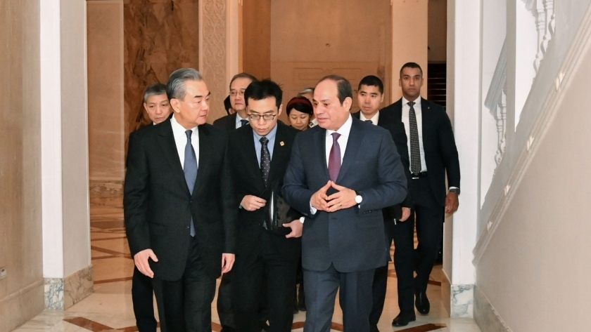الرئيس السيسي خلال استقباله وزير الخارجية الصيني