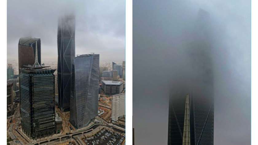 الضباب يغطى أبراج الرياض