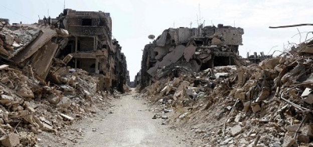 مبانى مخيم اليرموك للاجئين الفلسطينيين تضررت بفعل القصف