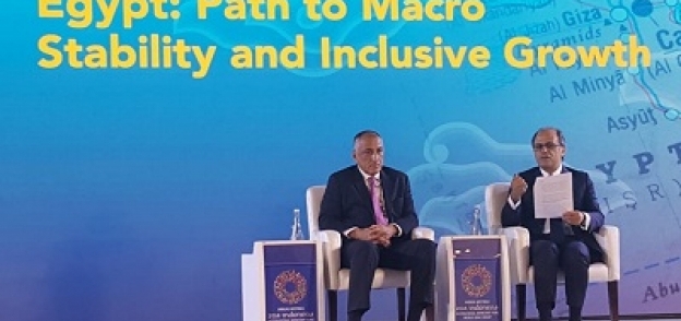 طارق عامر أثناء الجلسة الحوارية على هامش اجتماعات صندوق النقد الدولى