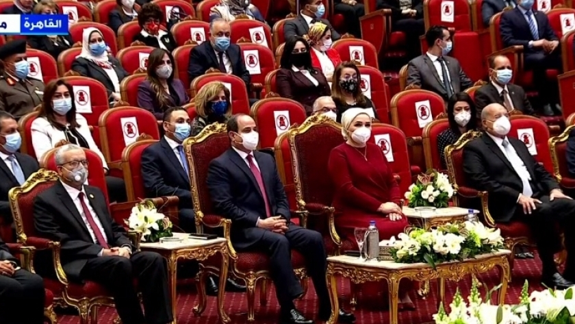 لقطة للرئيس عبدالفتاح السيسي من احتفالية المرأة المصرية