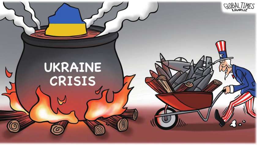 كاريكاتير «جلوبال تايمز» الصينية يصور دور واشنطن في الأزمة الأوكرانية