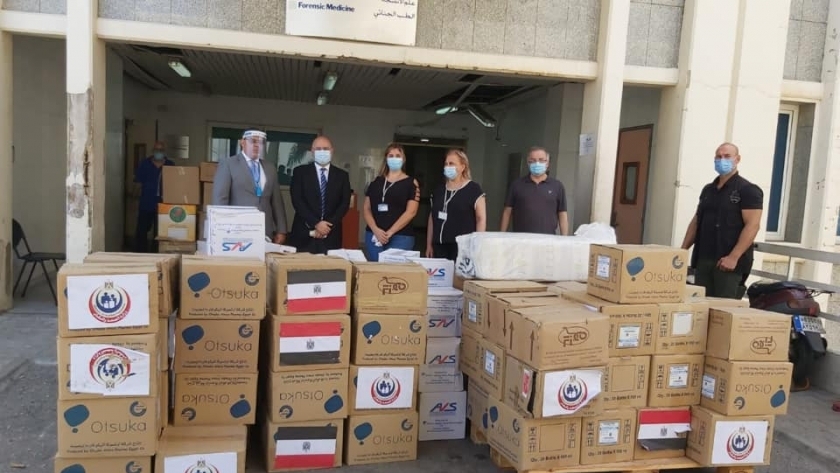 المساعدات المصرية لمستشفى رفيق الحريري