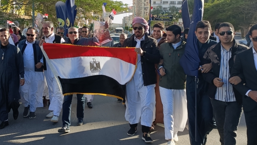 مسيرة أهالي مطروح ابتهاجا بفوز الرئيس عبدالفتاح السيسي في الانتخابات