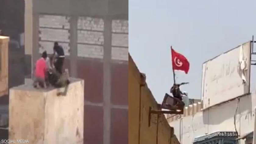 إخواني تونسي يلقي مواطن من فوق أحد مقرات النهضة