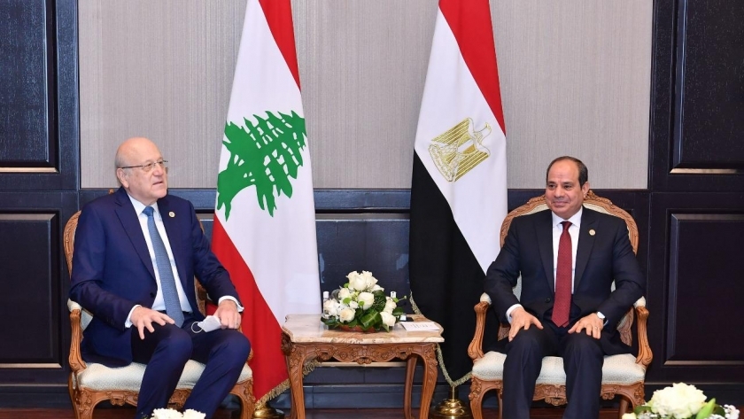الرئيس عبد الفتاح السيسي يستقبل الرئيس اللبناني نجيب ميقاتي