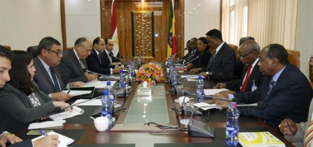 «شكرى» ووزير الخارجية الإثيوبى خلال الاجتماع الثنائى