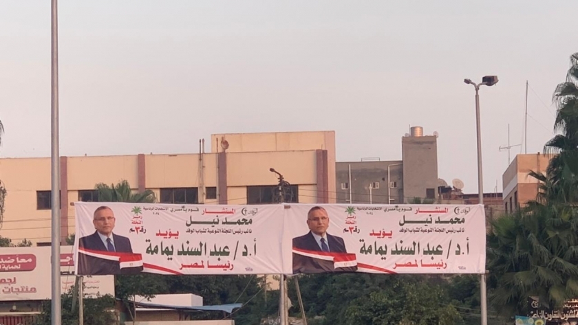لافتات المرشح الرئاسي عبد السند يمامة بالدقهلية