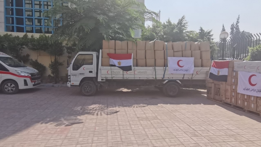 جانب من مساعدات الهلال الأحمر إلى سوريا