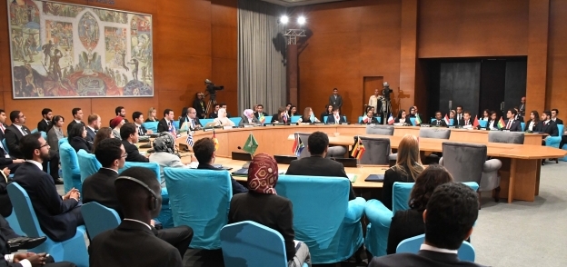الرئيس السيسى خلال جلسة محاكاة لمجلس الأمن فى منتدى الشباب