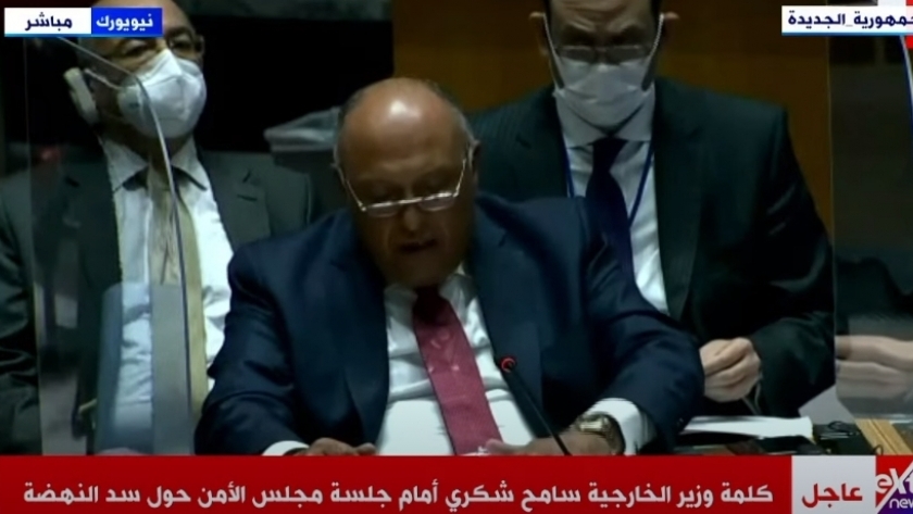 كلمة عنيفة من وزير الخارجية أمام مجلس الأمن حول السد الإثيوبي
