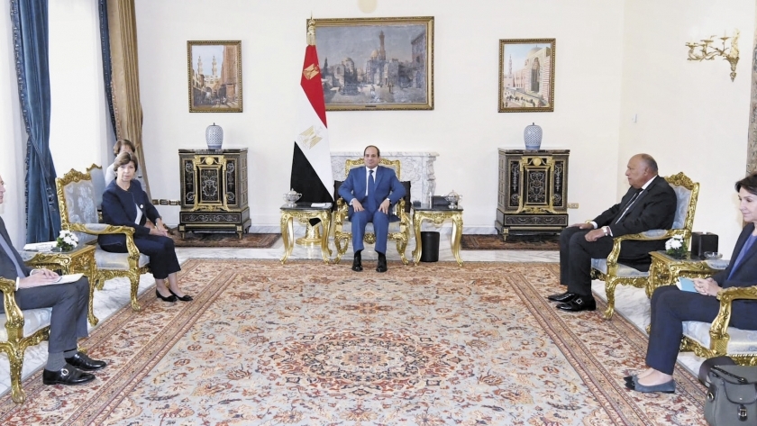 الرئيس عبدالفتاح السيسي خلال استقباله وزيرة الخارجية الفرنسية