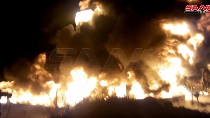 حريق هائل أعقب انفجار صهريج النفط بسوريا