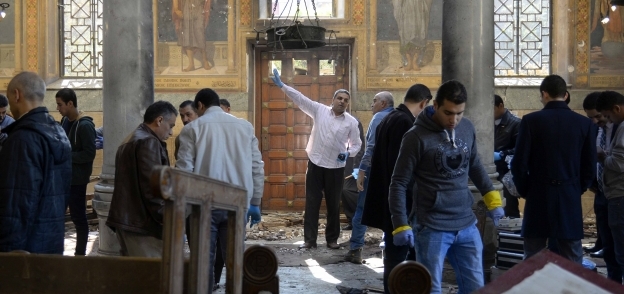 الدمار الذى لحق بالكنيسة البطرسية بعد العملية الإرهابية «صورة أرشيفية»