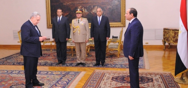 المستشار مجدي أبوالعلا خلال أداء اليمين أمام الرئيس السيسي