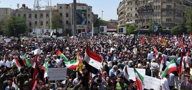 مظاهرة الشعب السورى ضد العدوان الثلاثى الغربى