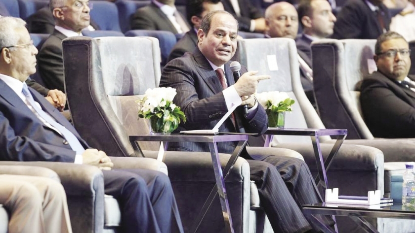 الرئيس السيسي وكبار رجال الدولة في افتتاح «المنصورة الجديدة»