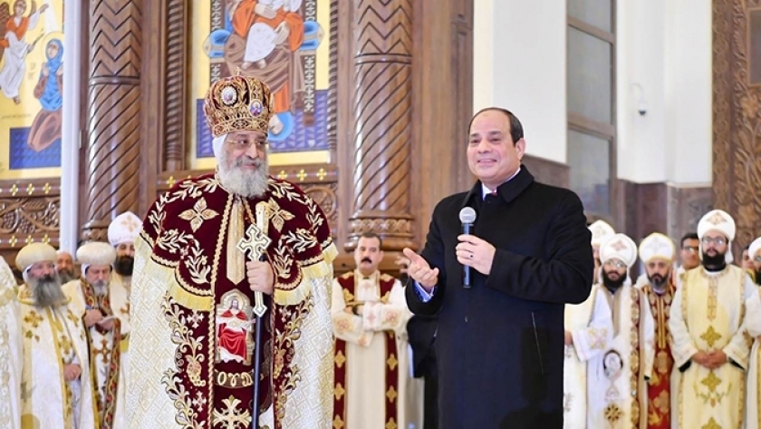 الرئيس عبدالفتاح السيسي خلال زيارة سابقة للكاتدرائية للتهنئة بعيد الميلاد