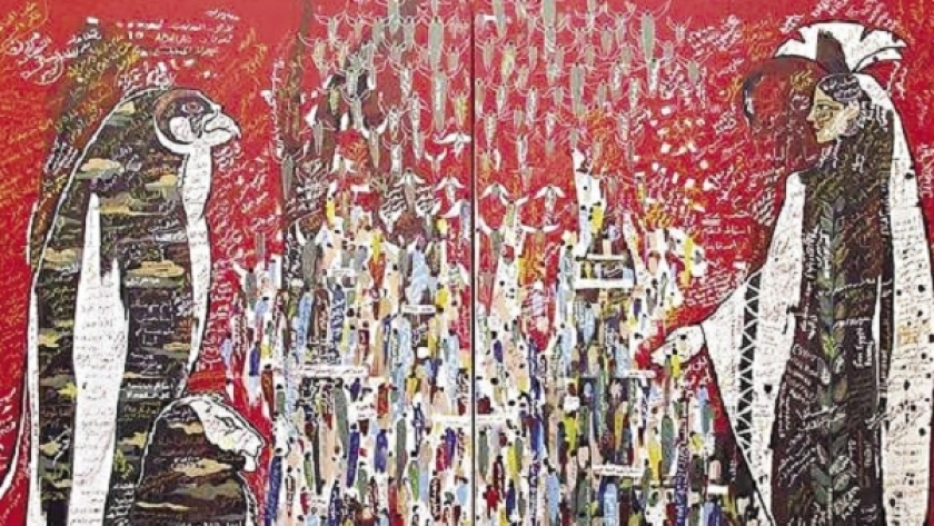إحدى اللوحات التى جسدت ثورة يونيو المجيدة