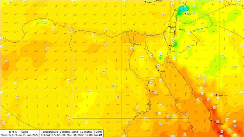 درجات الحرارة المتوقعة اليوم الجمعة 1-4 -2022 فى مصر