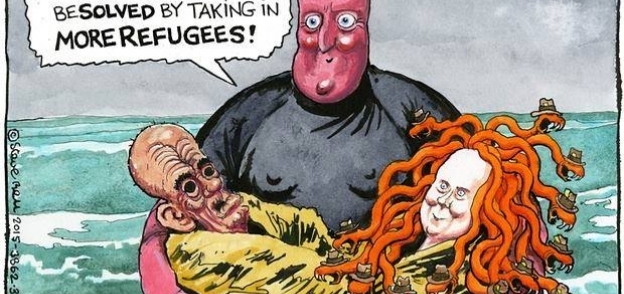 كاريكاتير للجارديان يسخر من تصريحات كاميرون بشأن اللاجئين