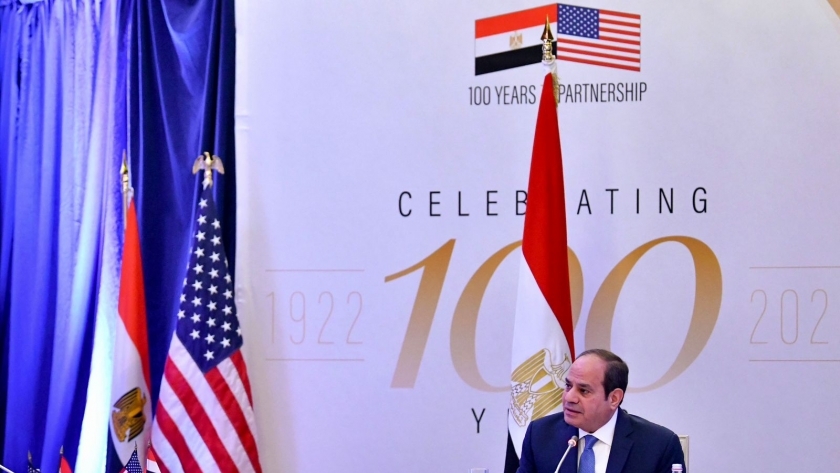 الرئيس عبد الفتاح السيسي خلال لقائه مع أعضاء تجمع أصدقاء مصر بالكونجرس