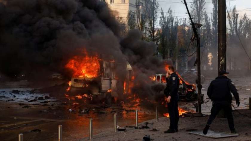 أحد الانفجارات الناتجة عن الحرب في أوكرانيا