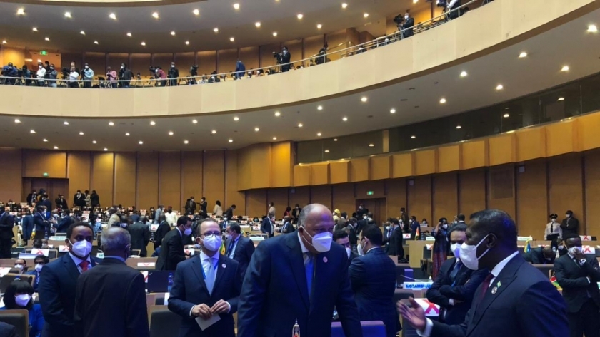 وزير الخارجية سامح شكري خلال مشاركته في القمة الأفريقية 35