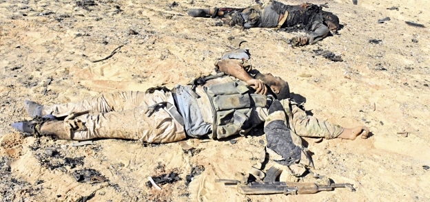 جثث الإرهابيين الذين شاركوا فى جريمة «الواحات»